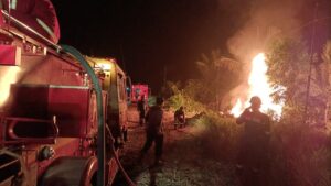 Kebakaran pipa gas milik Pertamina di Pulau Bunyu